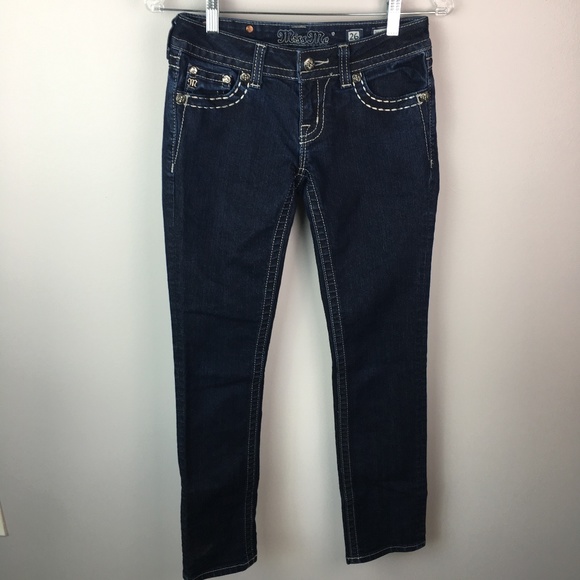 Miss Me straight leg jeans bling back pocket 26 - Picture 2 of 6